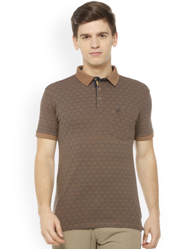 Buy Allen Solly Men Brown Printed Polo