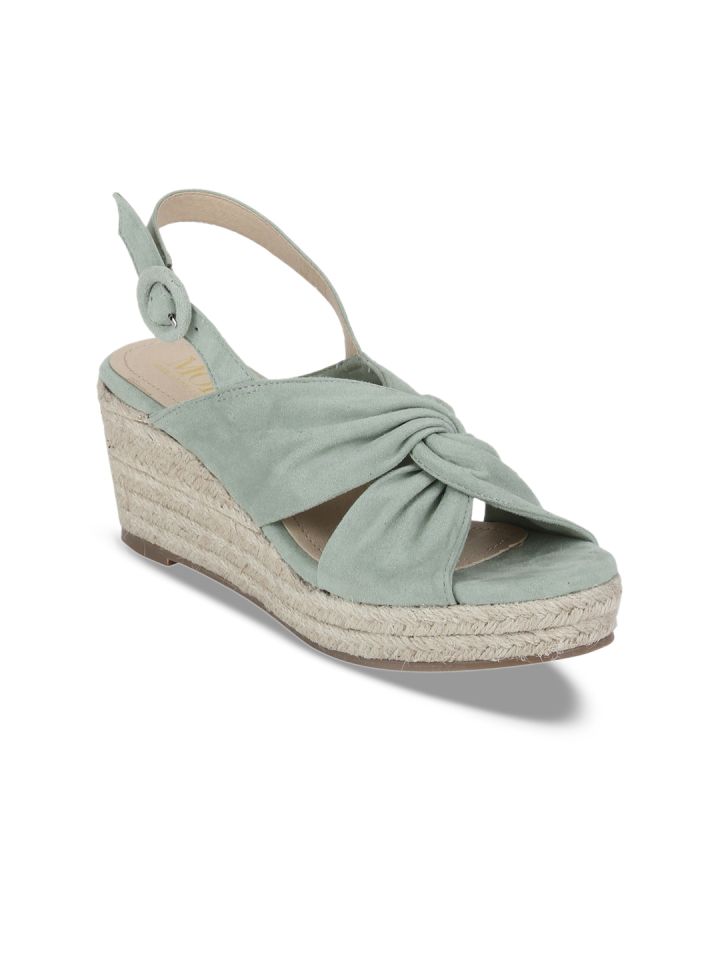 Buy Mode By Red Tape Women Green Solid Sandals Heels for