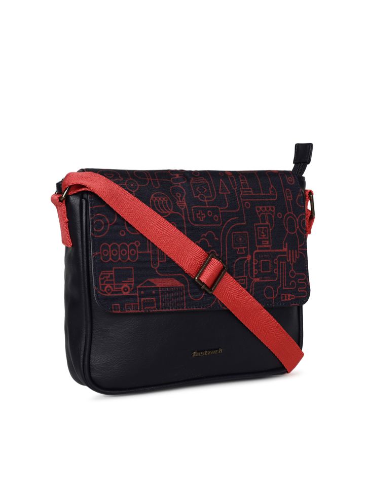 Buy Fastrack Navy Blue Red Printed Sling Bag Handbags for