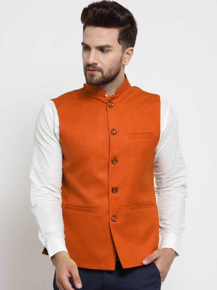 Orange store nehru jacket
