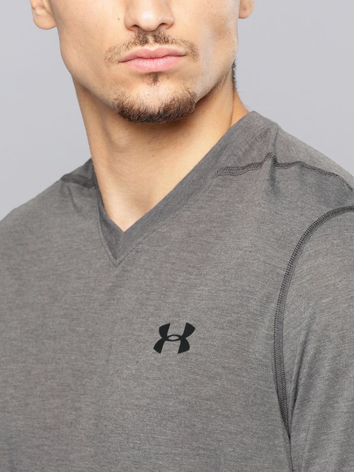Buy UNDER ARMOUR Men Grey UA Threadborne V Neck SS CBH T Shirt