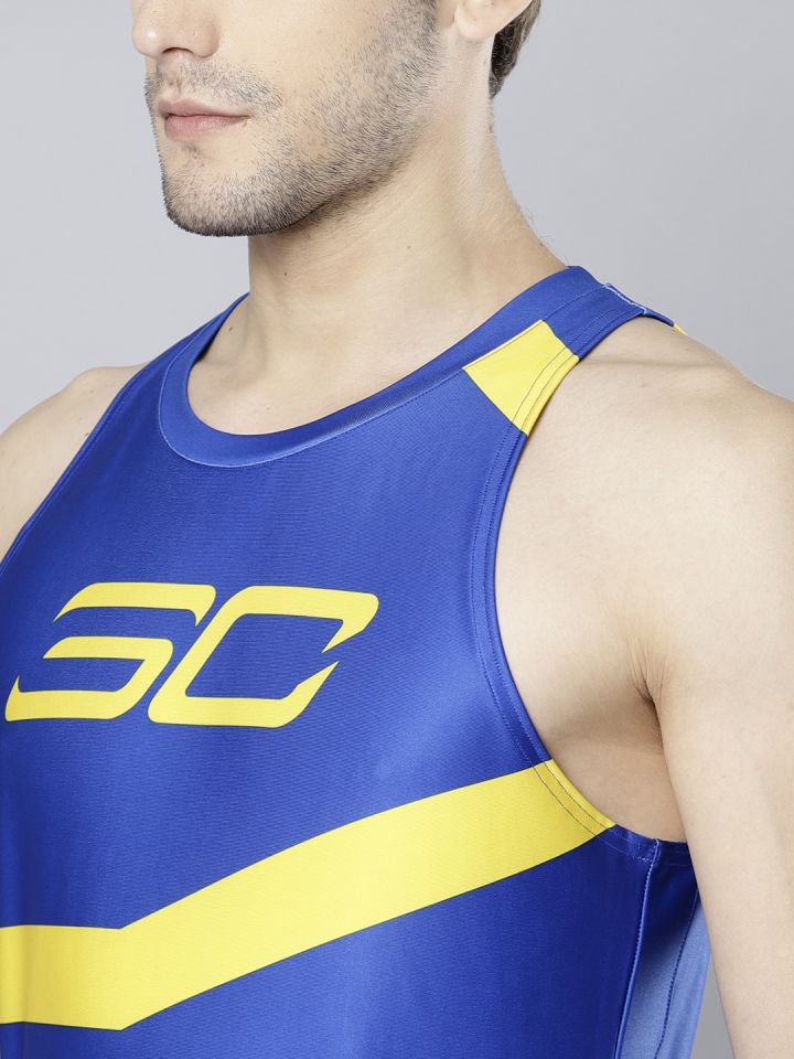 Buy UNDER ARMOUR Men Blue Printed SC30 Core Base Basketball Tank T