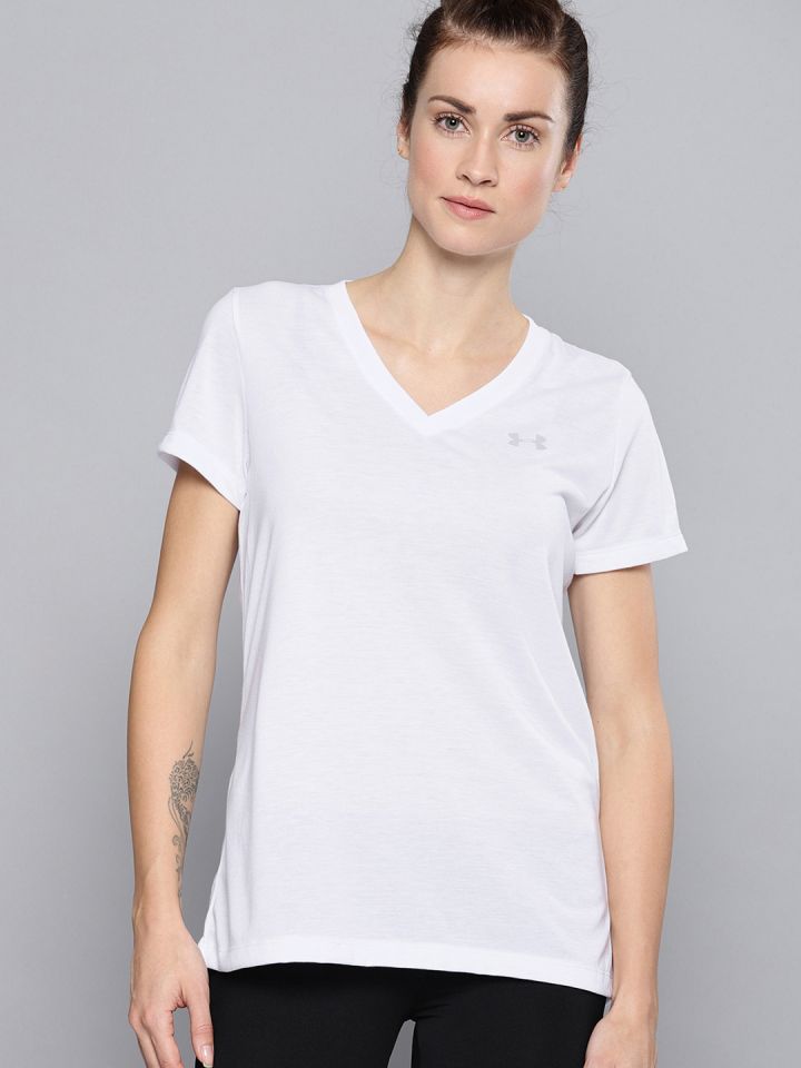 UNDER ARMOUR Women White Threadborne Train SSV T shirt