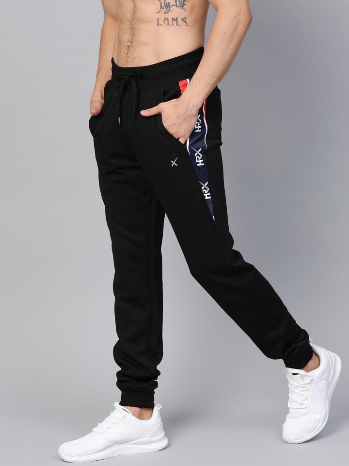 Buy HRX By Hrithik Roshan Men Black Solid Joggers Track Pants