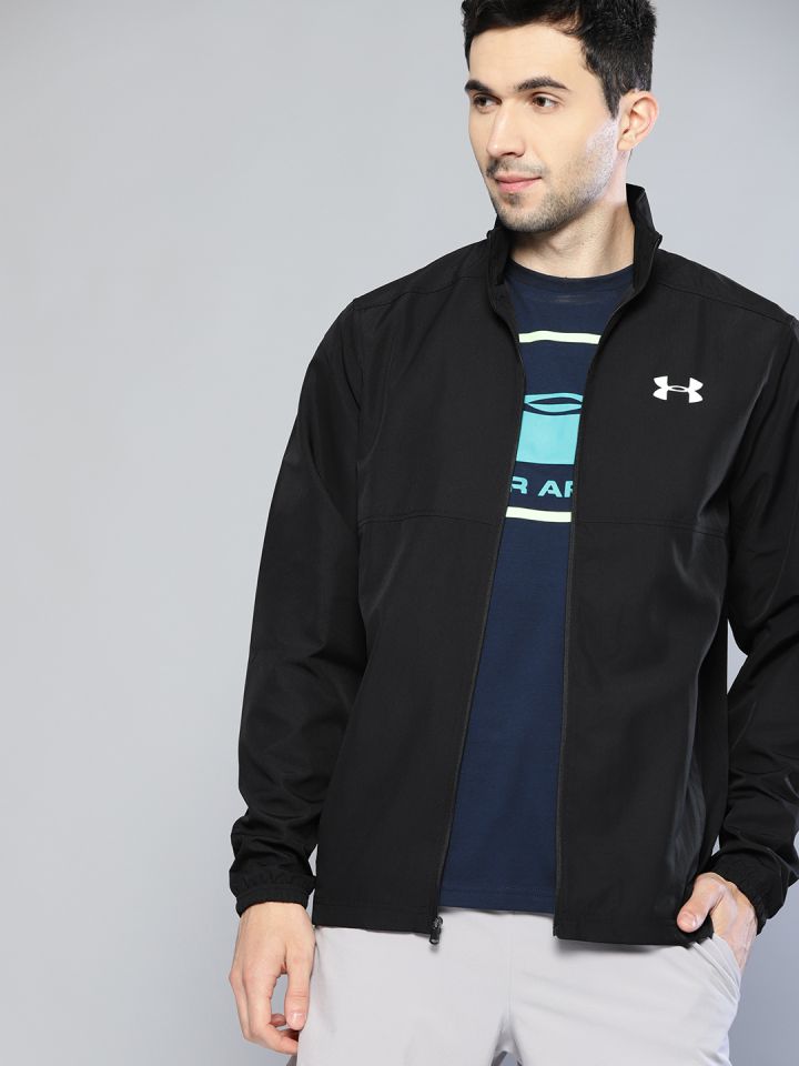 Buy UNDER ARMOUR Men Black Sport Style Woven Full Zip Jacket - Jackets for  Men 7610561