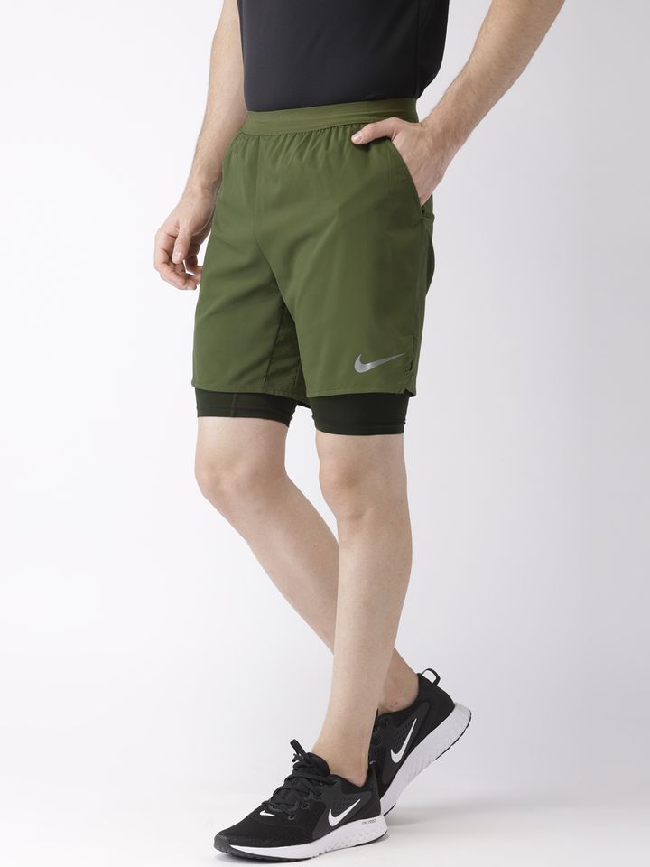Buy Nike Men Olive Green Solid Standard 