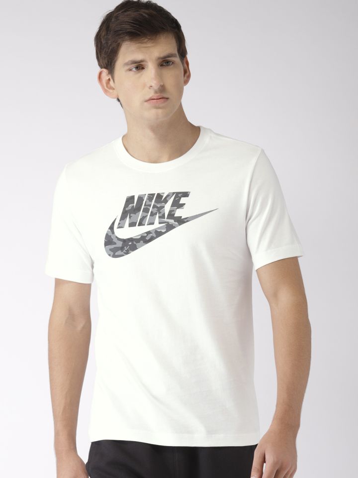 Buy Nike Men White Printed CAMO PACK 2 AS Round Neck Pure Cotton T