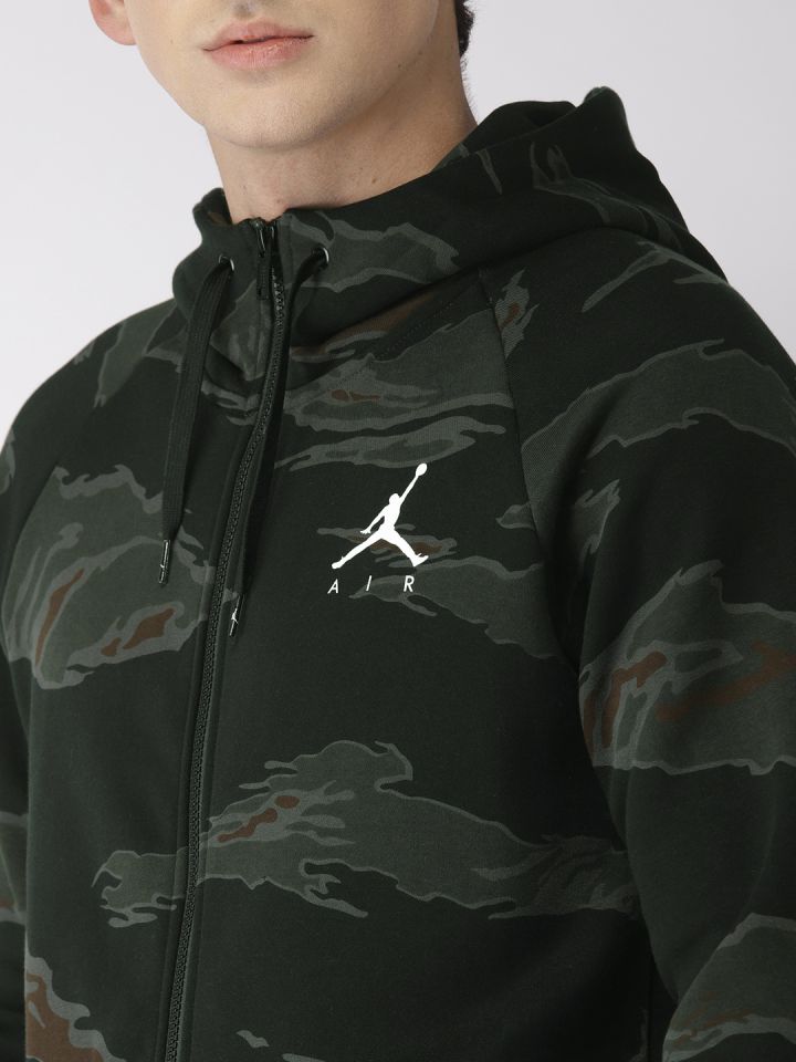 Buy Nike Men Black Olive Green Printed Standard Fit Jordan