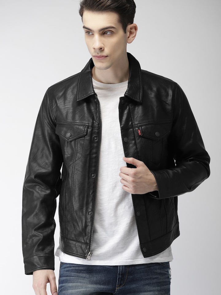 Buy Levis Men Black Solid Biker Jacket - Jackets for Men 7620223 | Myntra