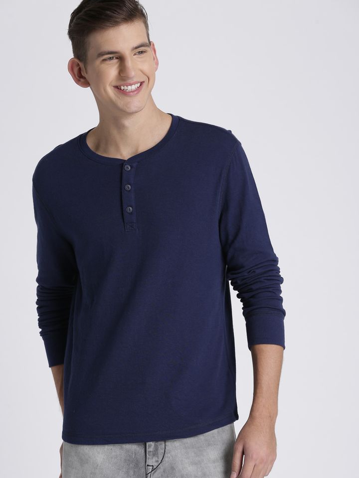 navy blue henley t shirt