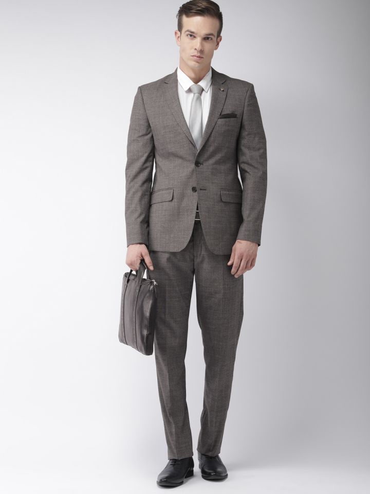 Buy Raymond Men Grey Checked Slim Fit Single Breasted Formal Suit