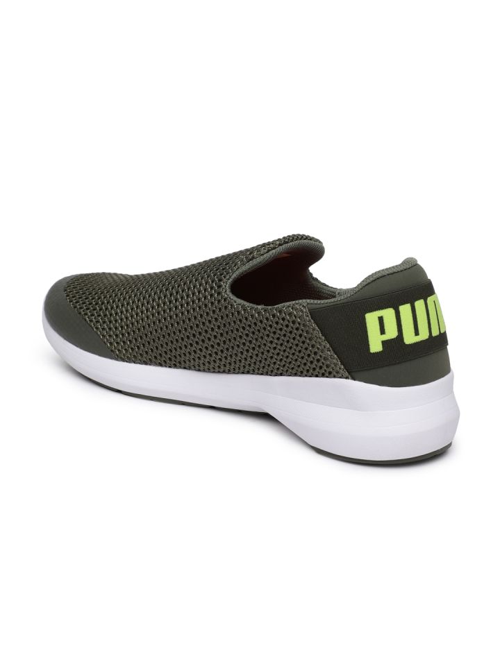 Buy Puma Men Olive Green Stride Evo Slip On Sneakers Casual