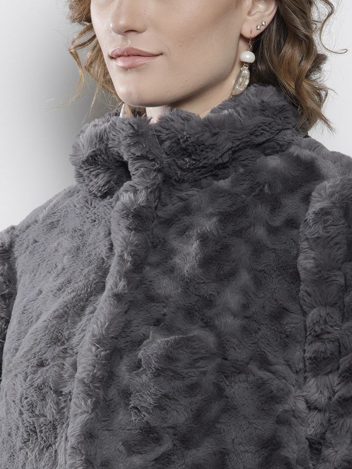 Dorothy perkins grey hot sale faux fur jacket