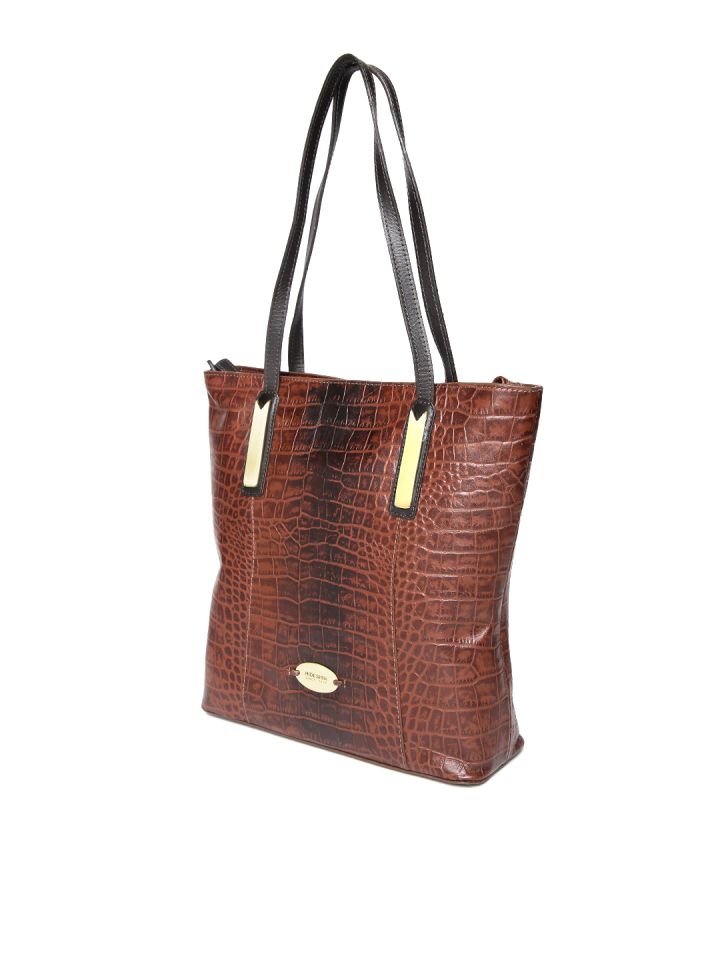 Buy Hidesign Brown Leather Croc Textured Shoulder Bag Handbags