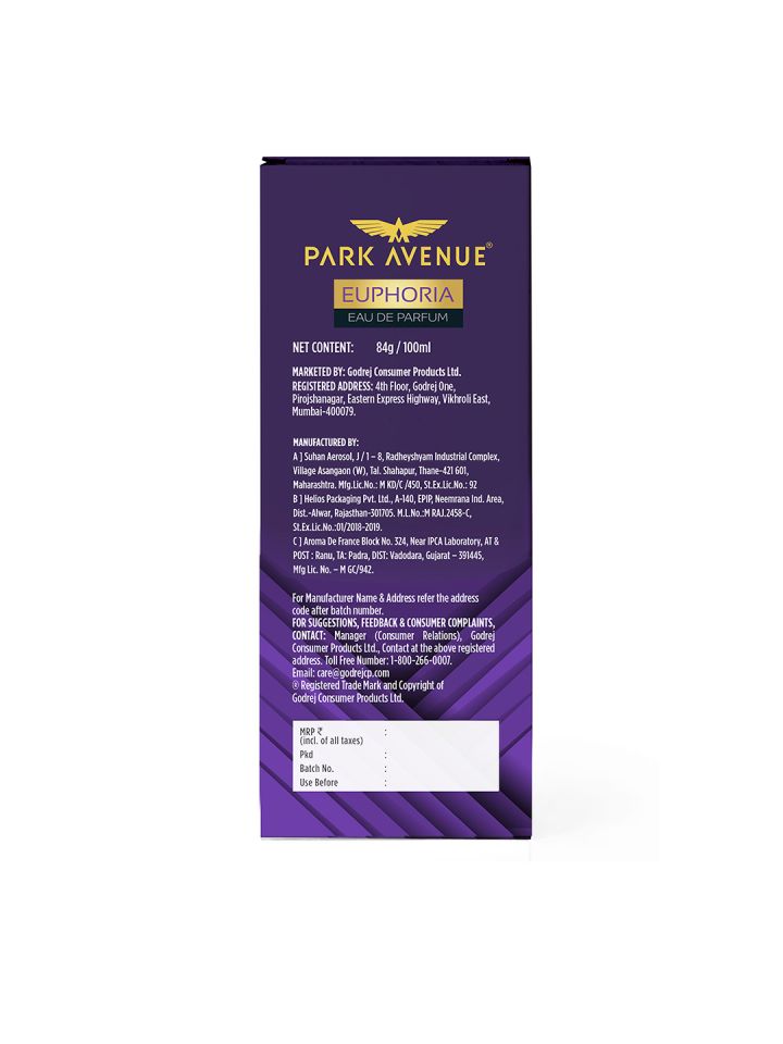 Buy Park Avenue Men Eau De Parfum Euphoria 100ml Perfume And