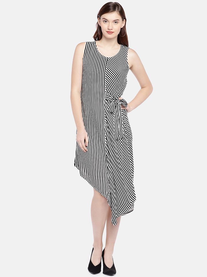 black and white lining dress