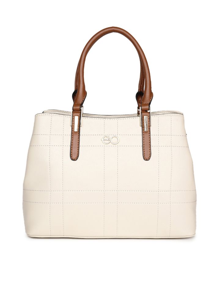 Buy E2O Beige Solid Handheld Bag Handbags for Women