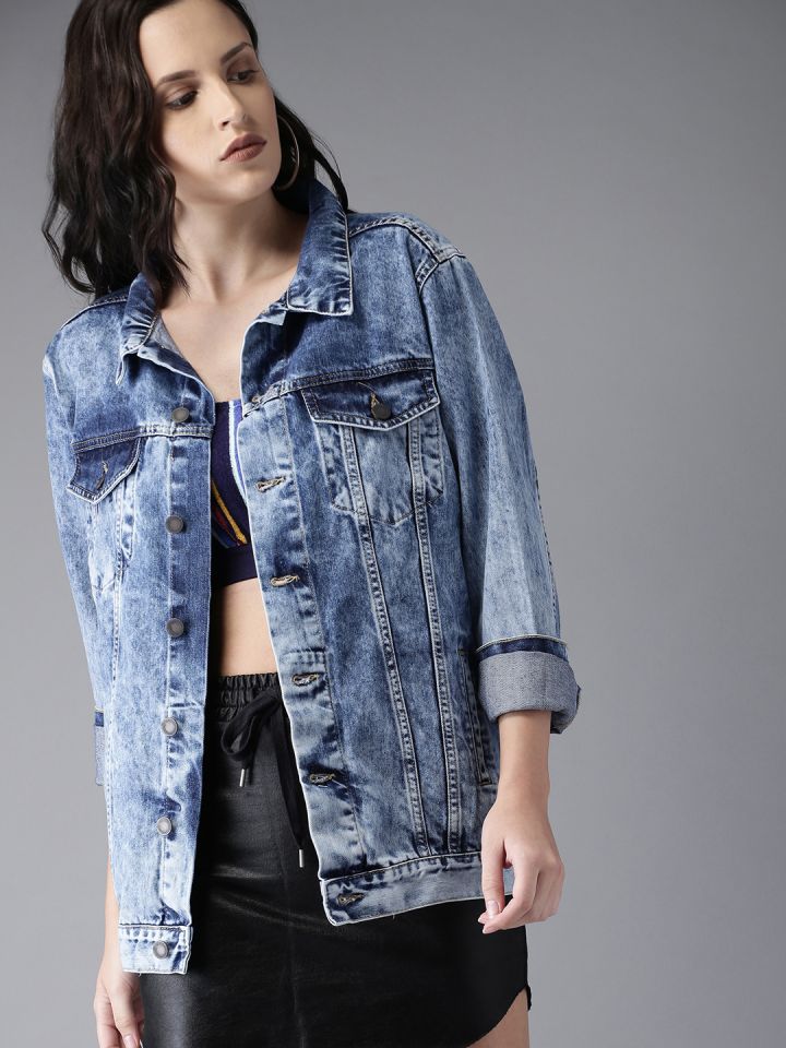 Faded denim jacket womens sale