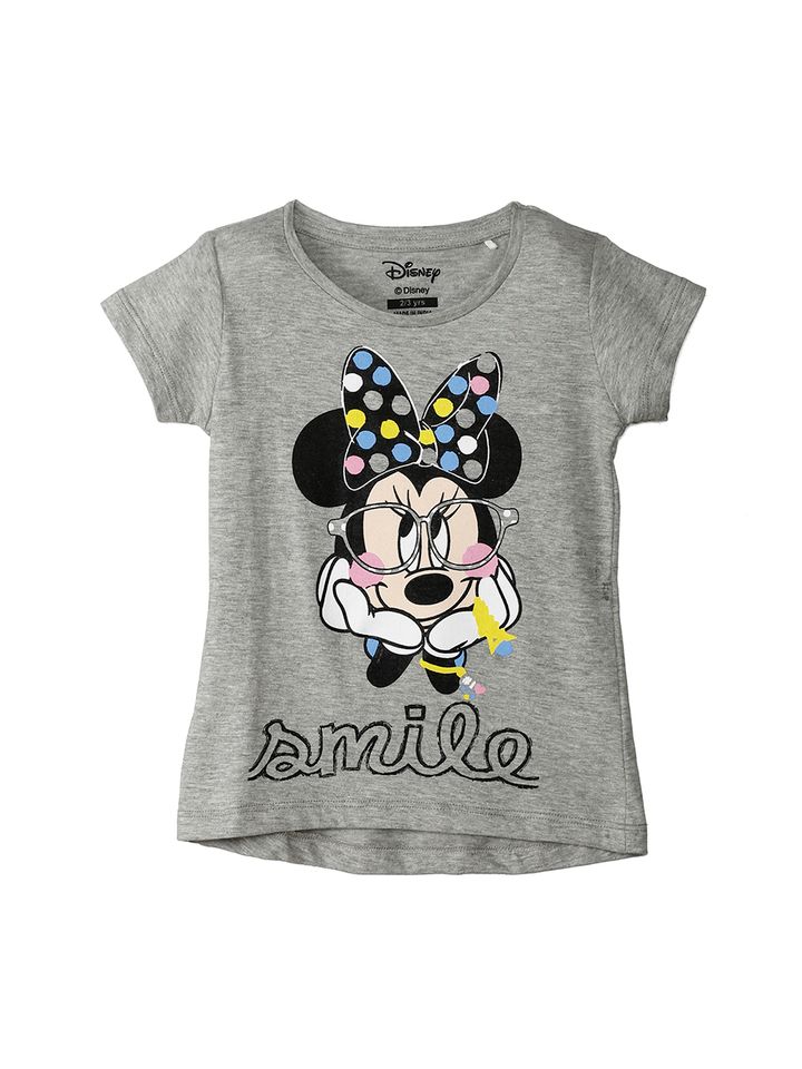 Buy Kids Ville Girls Grey Mickey Friends Printed Round Neck T Shirt Tshirts For Girls 7675357 Myntra