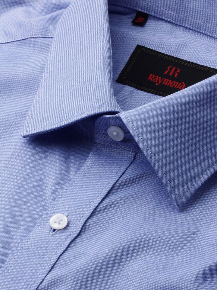 Raymond Men Blue Slim Fit Solid Formal Shirt