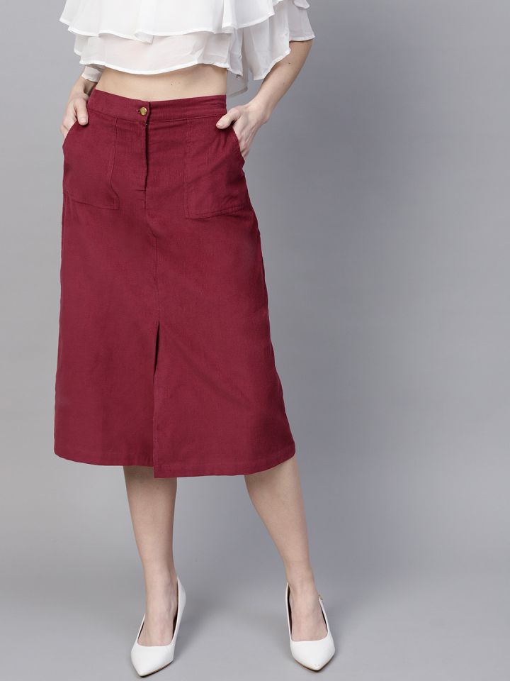 Maroon skirt knee length 2025