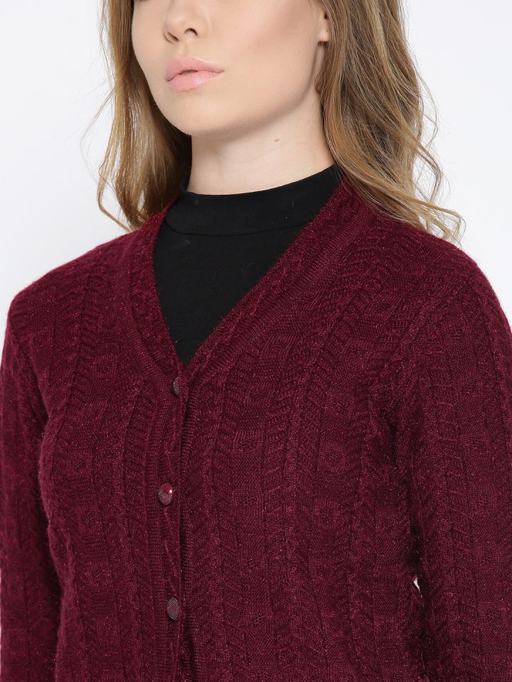 maroon cardigan womens