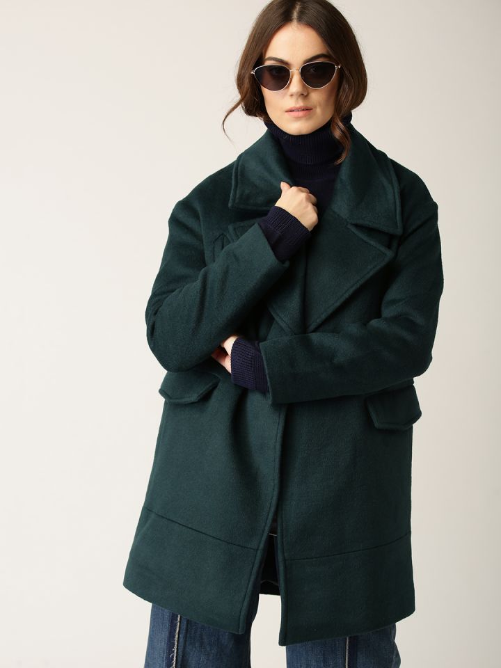 bureau Chip heuvel Buy ESPRIT Women Teal Green Solid Coat - Coats for Women 7692066 | Myntra