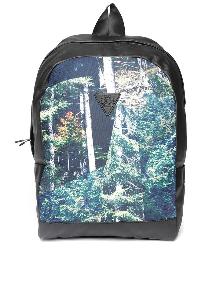 esprit men black blue graphic print backpack
