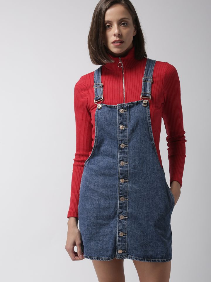 Papaya Petite Button Front Denim Pinafore Dress 2019 By 48 OFF