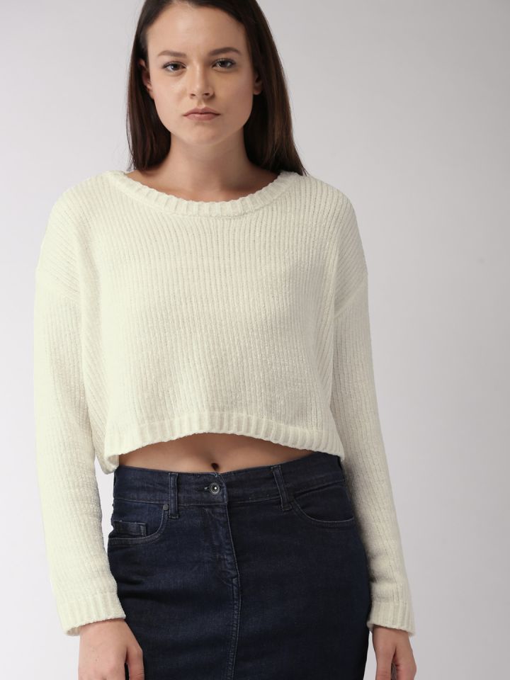 White sweater crop top
