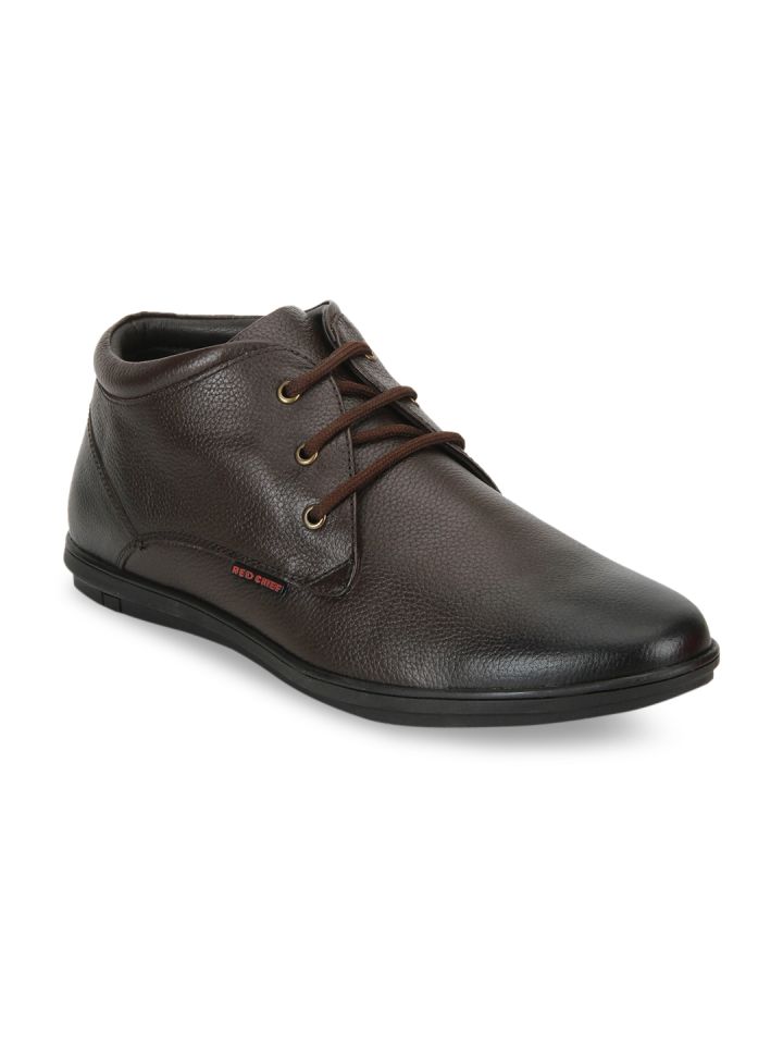 Buy Red Chief Men Brown Textured Mid Top Leather Derbys