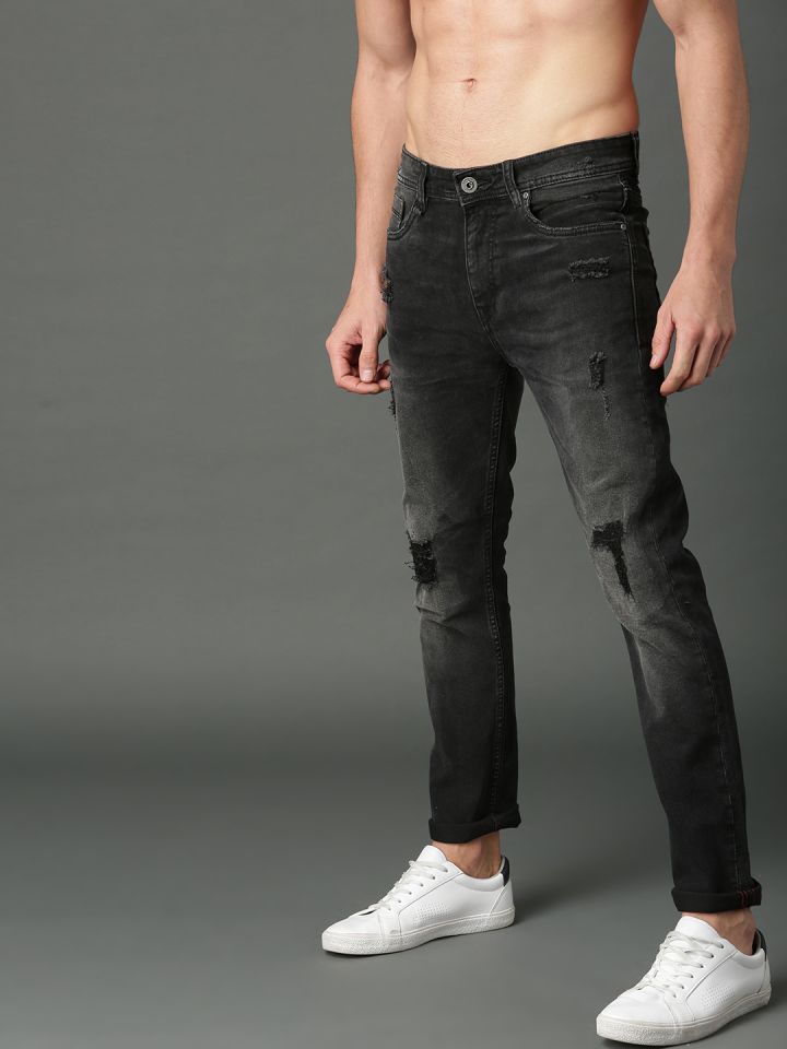 Buy Roadster Men Black Skinny Fit Mid Rise Highly Distressed