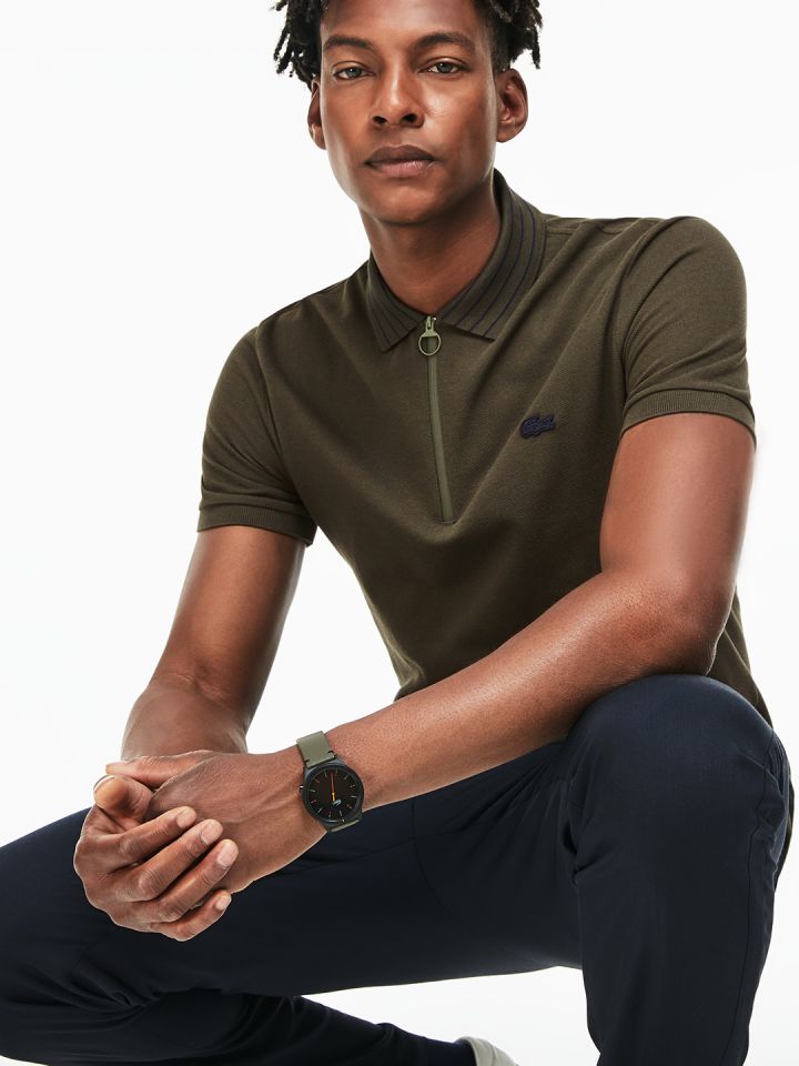 Olive green lacoste cheap shirt