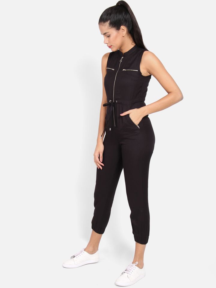 StalkBuyLove Black Solid Capri Jumpsuit