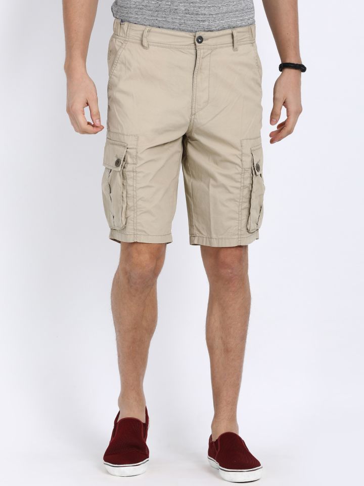 Buy T Base Men Beige Solid Regular Fit Cargo Shorts Shorts for