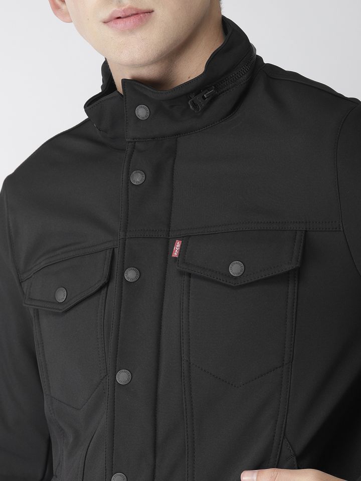 levis men black solid tailored jacket