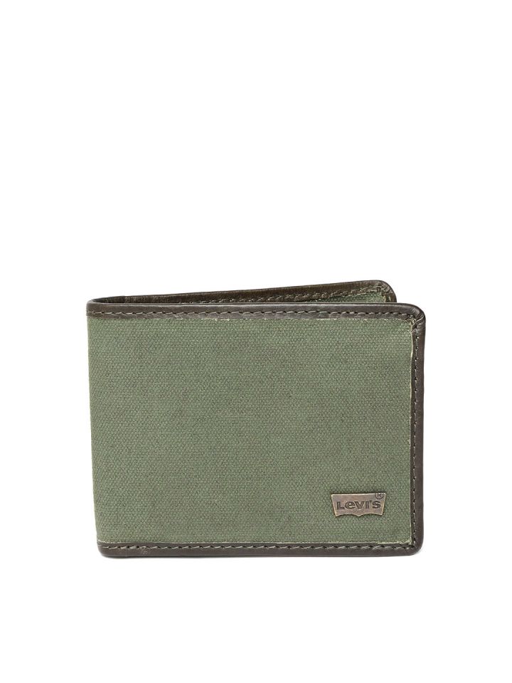 Levis Men Olive Green Solid Two Fold Wallet