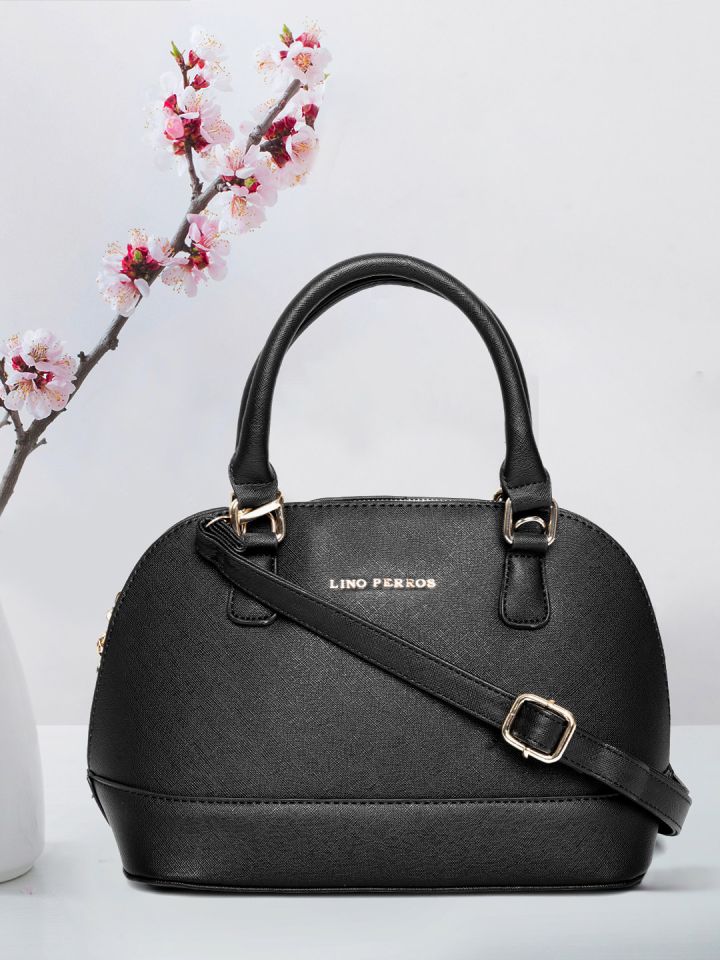 Buy Lino Perros Black Solid Handheld Bag With Detachable Sling