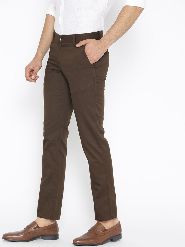 Buy Oxemberg Men Brown Slim Fit Solid 