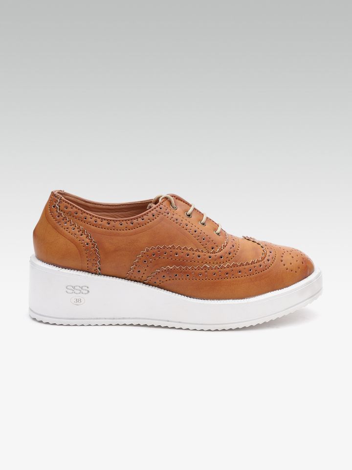 Buy Street Style Store Women Tan Brown Heeled Brogues Casual