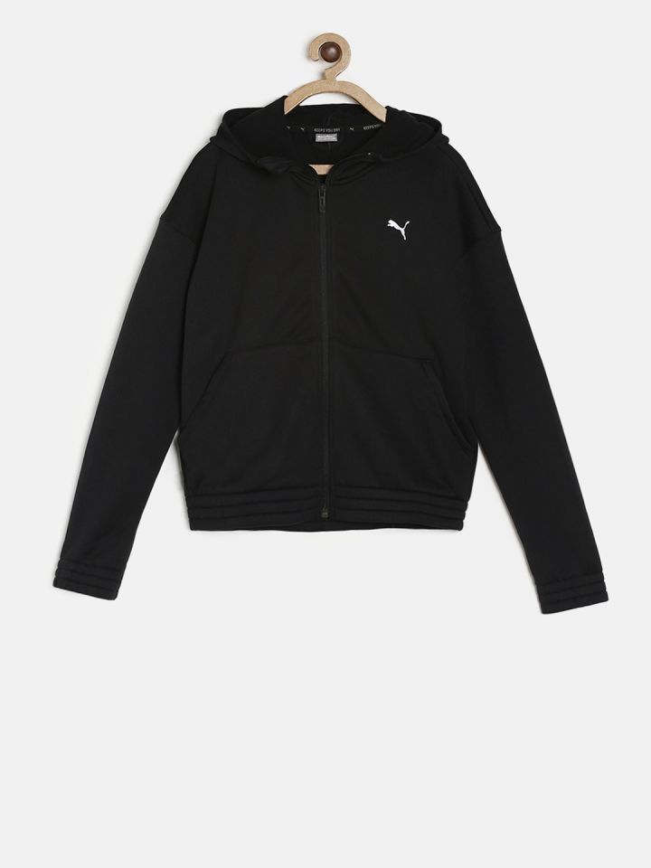 Puma Girls Black Printed Reflective Explosive Sporty Jacket