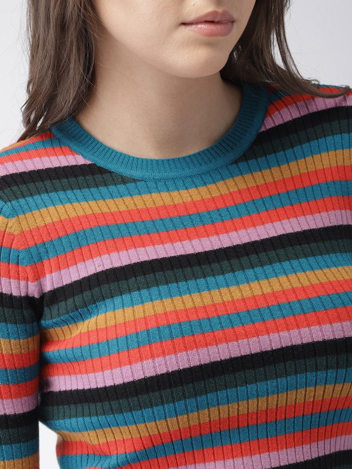 FOREVER 21 Women Multicoloured Striped Pullover