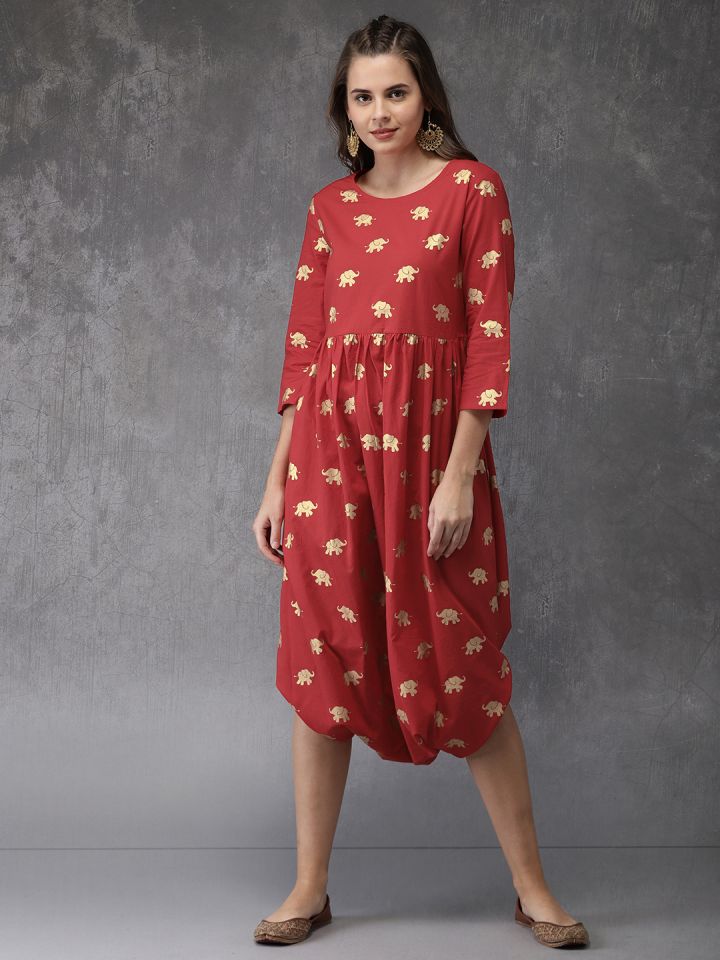 red and gold jumpsuit