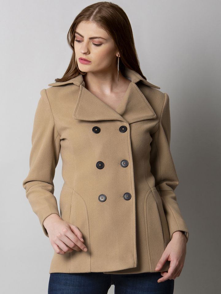 Beige pea coat womens sale