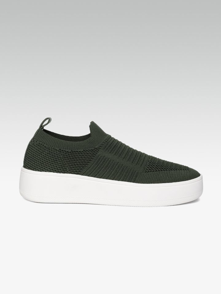 Buy Steve Madden Women Olive Green Slip On Sneakers Casual Shoes