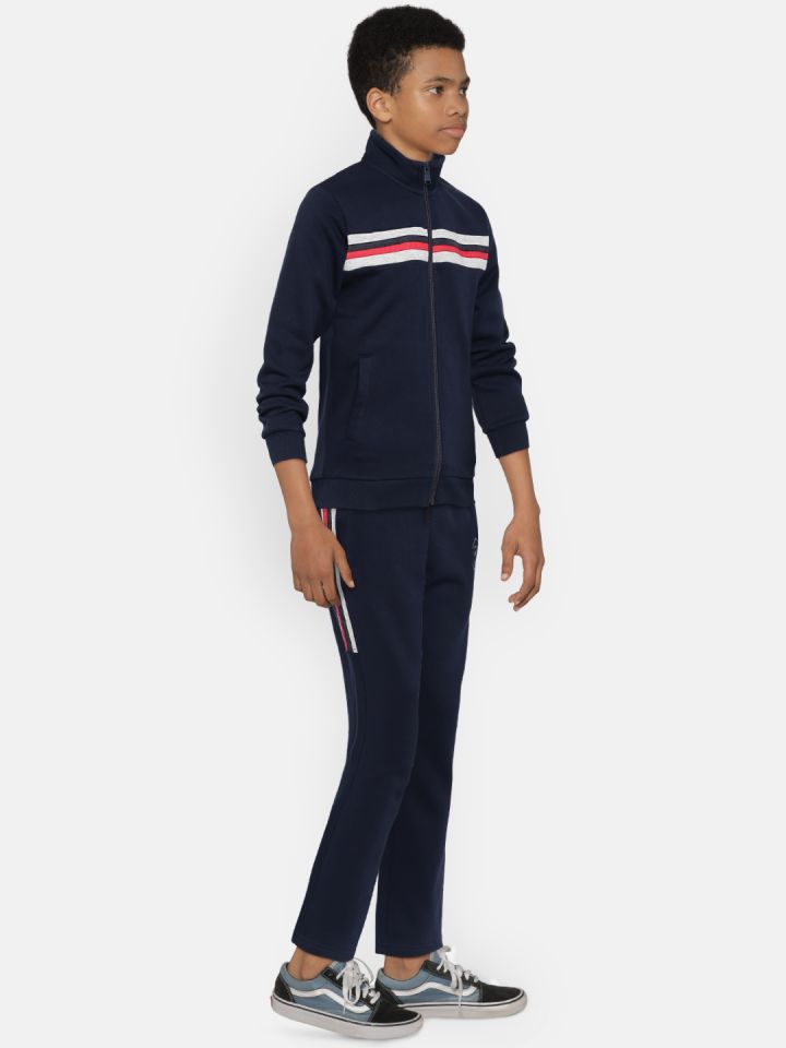 Buy Octave Boys Navy Blue Solid Tracksuit With Stripe Detail