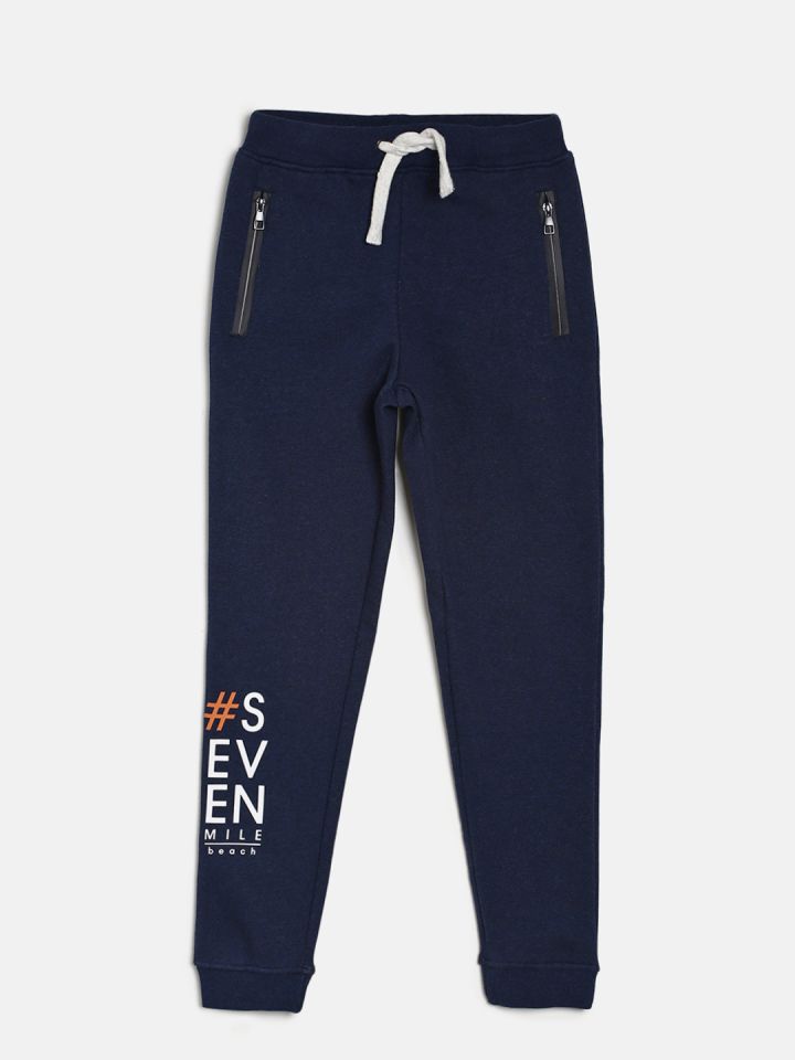 Buy Octave Boys Navy Blue Printed Joggers Track Pants for Boys