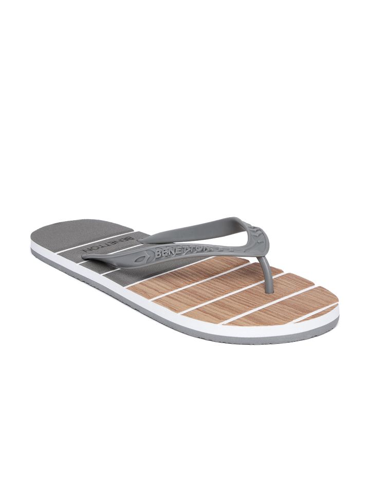 Buy United Colors Of Benetton Men Brown Grey Striped Thong Flip