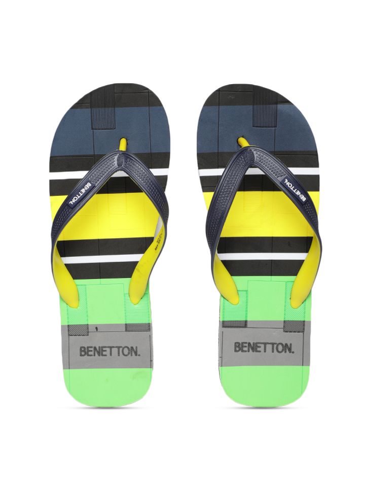 United Colors of Benetton Men Blue Solid Thong Flip Flops