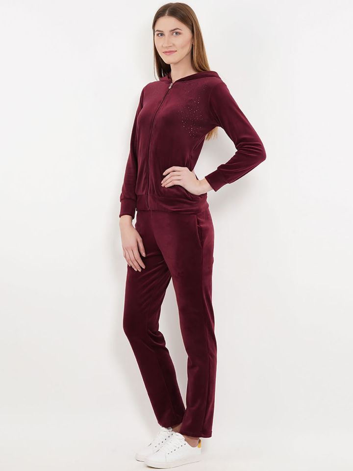 burgundy tracksuit womens